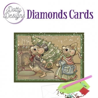 D0tty Design® - Set van 5 diamond painting kerstkaarten 10x15cm (set 4)